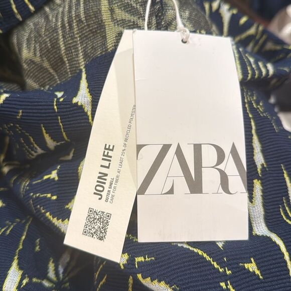 Zara Blue Tropical Textured Jacquard Rhinestone Floral Stretch Mini Skirt NEW - Picture 14 of 14